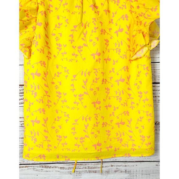Karina Grimaldi Women's V Neck Tassel Flutter Sleeve Floral Top Bright Yellow XS - Picture 10 of 11